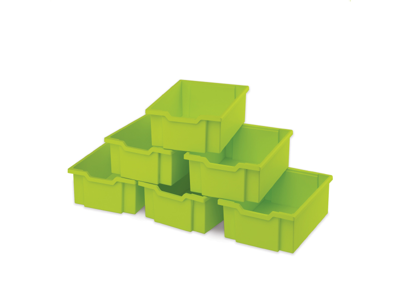 Large plastic boxes - lime - 6 pcs