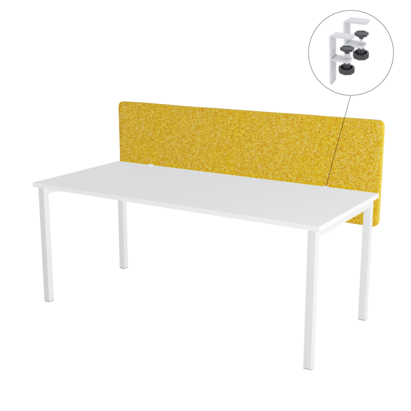 Paraván na stůl žlutý OFYS (140x65 cm) 80% vlna - Uchycení paravánu: Pevné přišroubování - bílá barva