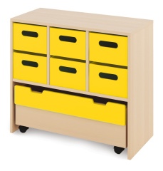 Cabinet M + large wooden containers and chest - CLASSICAL - Barva: Žlutá