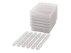 Malé plastové boxy s pojezdy- OPTIMA- Transparentní (6 ks.)