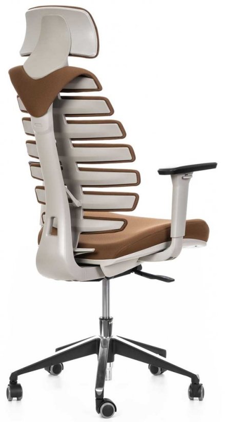 kancelářská židle FISH BONES PDH šedý plast,  hnědá 26-69, 3D područky