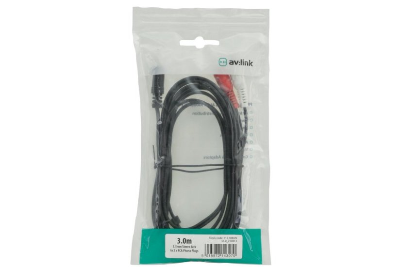 AV:link kábel Jack 3.5mm stereo samec - 2x RCA samec, 3m