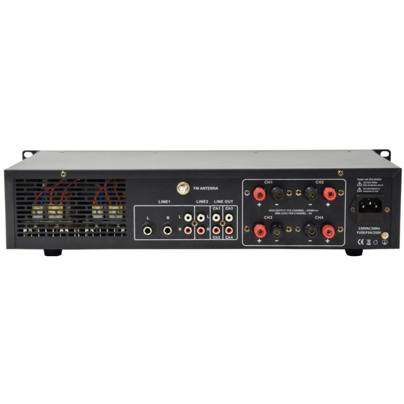 Adastra A4, duální stereo PA zesilovač, MP3/SD/USB/BT/FM, 4x 200W
