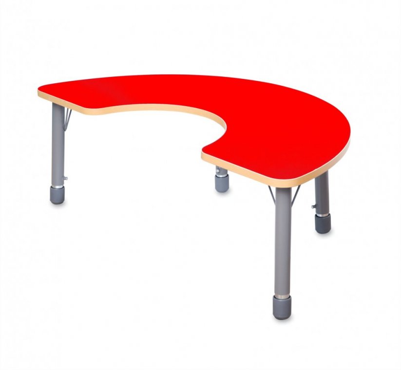 Výškovo nastaviteľný stôl farebný polkruh - Farba: Červená, Veľkosť výškovo staviteľná: 3-6