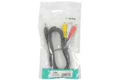 AV:link kábel ku kamere Jack 3.5mm samec - 3x RCA samec, 2m