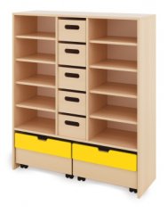 Skriňa XL + veľké drevené kontajnery a truhlice - Žltá - CLASSICAL