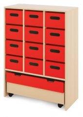 Skriňa X + veľké drevené kontajnery a truhla - Červená - CLASSICAL