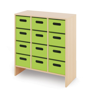 Cabinet L + large wooden containers - CLASSICAL - Barva: Zelená