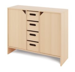 Cabinet L + large wooden containers and doors - CLASSICAL