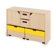 Skriňa M + veľké drevené kontajnery, dvierka a truhlice - CLASSICAL