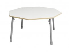 Výškovo nastaviteľný stôl osemuholník - Biela