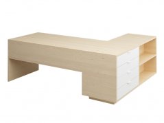 Riaditeľský stôl so šuplíkmi, breza/biela (EXCLUSIVE)