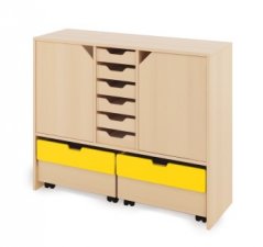 Skriňa L + malé kartónové kontajnery, dvierka a truhlice - Žltá - CLASSICAL