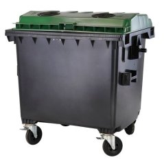 Plastový kontajner s plochým vekom 1100 l. sklo