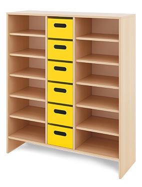 Skriňa XL + veľké drevené kontajnery - CLASSICAL - Farba: Žlutá