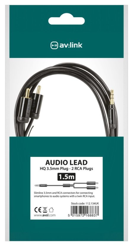 AV:link Precision kábel Jack 3.5mm stereo samec 2x RCA samec, 1.5m