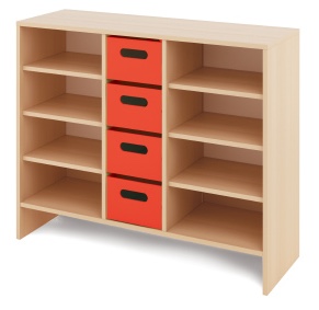 Cabinet L + large cardboard containers - CLASSICAL - Barva: Červená