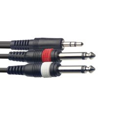 Stagg SYC2/MPS2P E, kábel mini stereo JACK/2x JACK, 2m