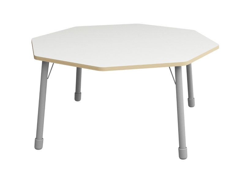 Výškovo nastaviteľný stôl osemuholník - Biela - Veľkosť výškovo staviteľná: 1-3