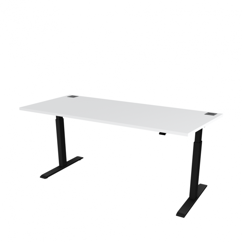 Výškově nastavitelný kancelářský stůl s bílou deskou OFYS (rozměr 70 x 140 cm) - Barva podnože: Černá
