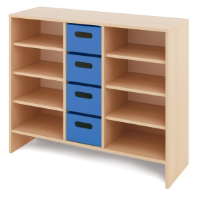 Medium cabinet with large wooden containers KLASIKO - Color: Blue