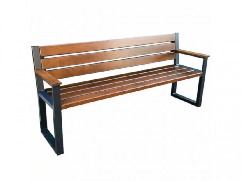 Garden bench TRENDY with backrest and armrests (Alder) - Shade: Nut