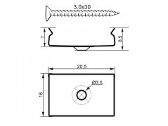 Montážní držák pro AL profil 20 mm pro LED pásky, ocelový
