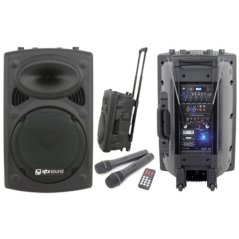 QTX QR15PA, mobilný 15" zvukový systém MP3/SD/USB/2x VHF, 250W