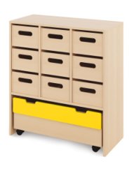 Cabinet L + large wooden containers and chest - CLASSICAL