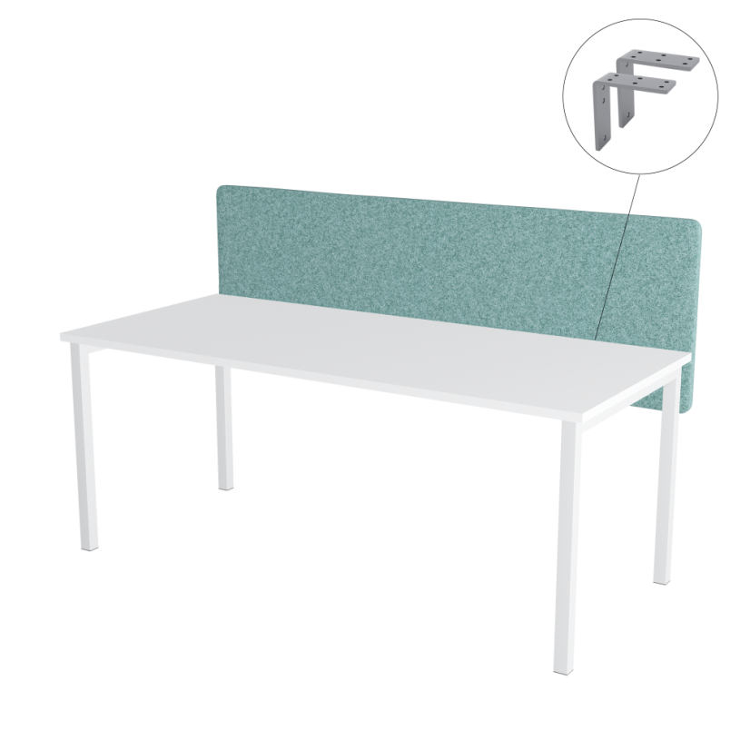 Paraván na stůl tyrkysový OFYS (160x65 cm) 80% vlna - Uchycení paravánu: Volné přišroubování - šedá barva