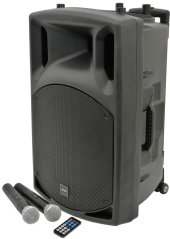 QTX QX15PA, mobilný 15" zvukový systém MP3/BT/FM/2x VHF, 250W