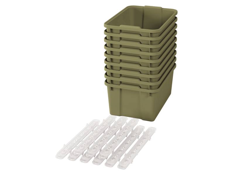 Velké plastové boxy s pojezdy - OPTIMA - Světle zelené (9 ks.)