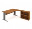 Kancelářský stůl rohový - police (více barev) - Barva podnože: Stříbrná, Dekor: Buk