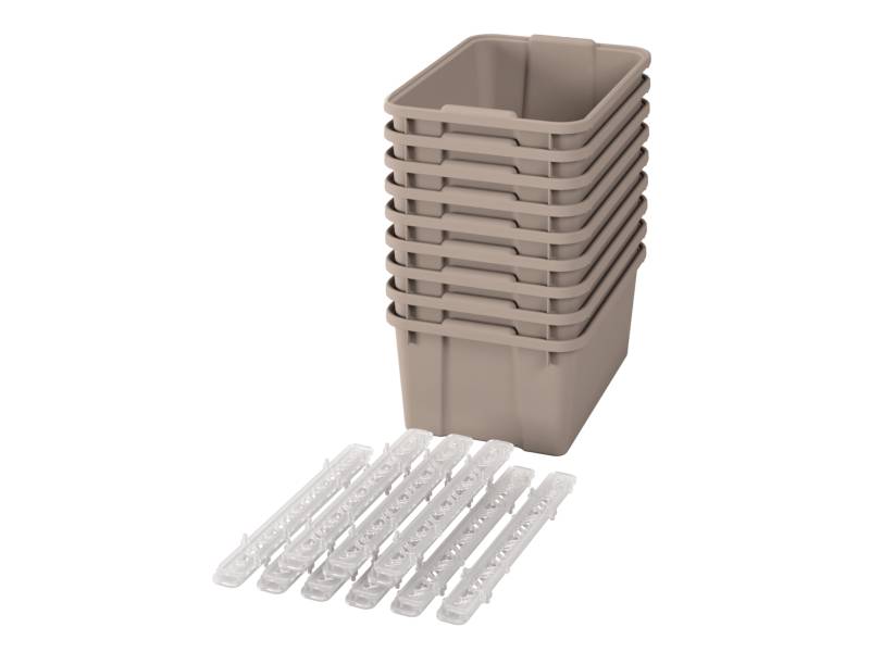 Velké plastové boxy s pojezdy - OPTIMA - Béžové (9 ks.)
