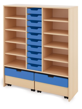 Skriňa XL + malé drevené kontajnery a truhlice - CLASSICAL - Farba: Modrá