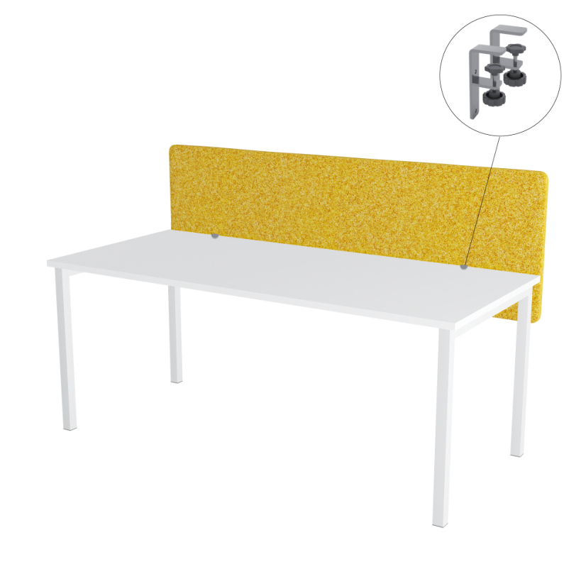 Paraván na stůl žlutý OFYS (140x65 cm) 80% vlna - Uchycení paravánu: Pevné přišroubování - bílá barva