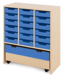 Skriňa L + malé kartónové kontajnery a truhla - CLASSICAL - Farba: Modrá