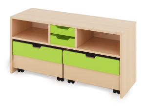 Skriňa S + malé drevené kontajnery a truhlice - CLASSICAL - Farba: Zelená