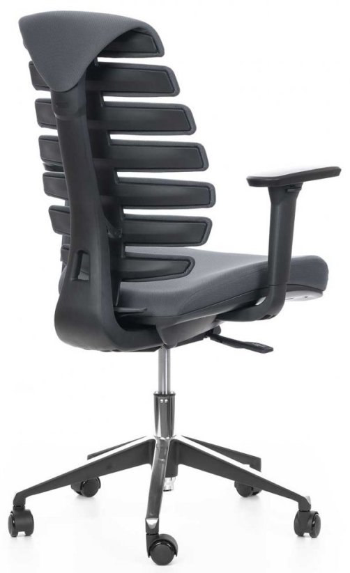 kancelářská židle FISH BONES černý plast, 26-60-5 tmavě šedá, 3D područky