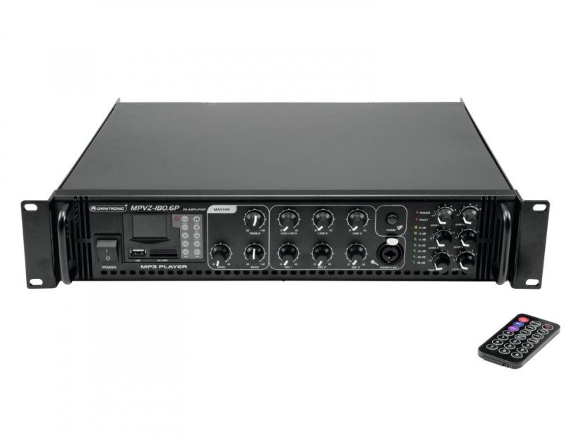 Omnitronic MPVZ-180.6P, 100V 6-zónový mixážní zesilovač, 180W, MP3