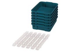 Malé plastové boxy s pojezdy - OPTIMA - Modrozelené (6 ks.)