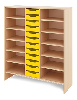 Skriňa XL + malé drevené kontajnery - CLASSICAL - Farba: Žlutá