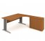 Kancelářský stůl rohový - dvířka (více barev) - Barva podnože: Stříbrná, Dekor: Buk