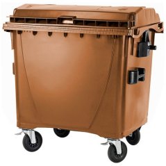 Plastový kontajner s plochým vekom 1100 l. - hnedý