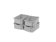 Plastove boxy veľké - šedá - 4 ks