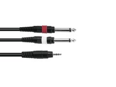 Omnitronic Adaptérový kábel AC35-60 Jack 3,5 stereo - 2x Jack 6,3 mono, 6 m