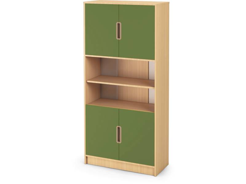 Vysoká skříň s dvířky - Typ C OPTIMA - Olivová