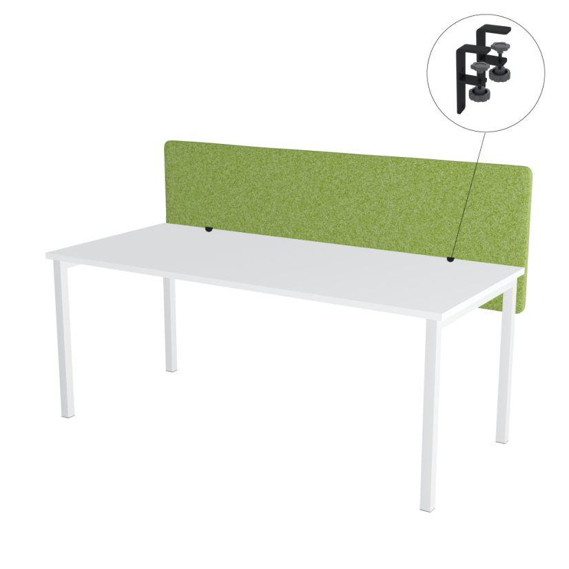 Paraván na stůl zelený OFYS (160x65 cm) 80% vlna - Uchycení paravánu: Pevné přišroubování - šedá barva