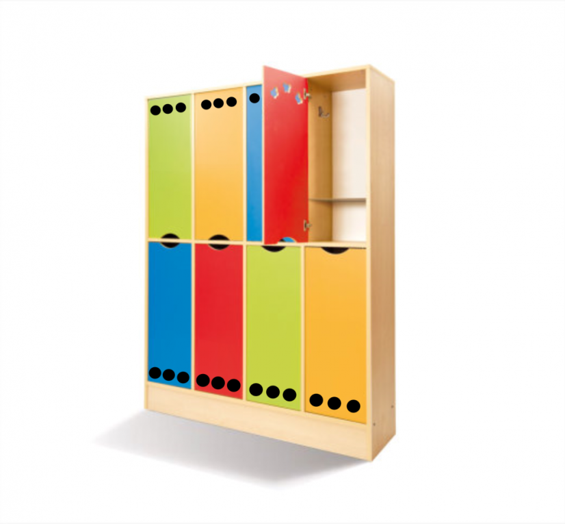 Rainbow wardrobe with hooks and shelf