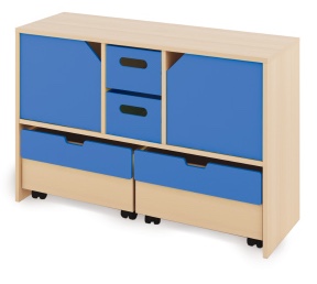 Cabinet M + large cardboard containers, doors and chests - CLASSICAL - Barva: Modrá